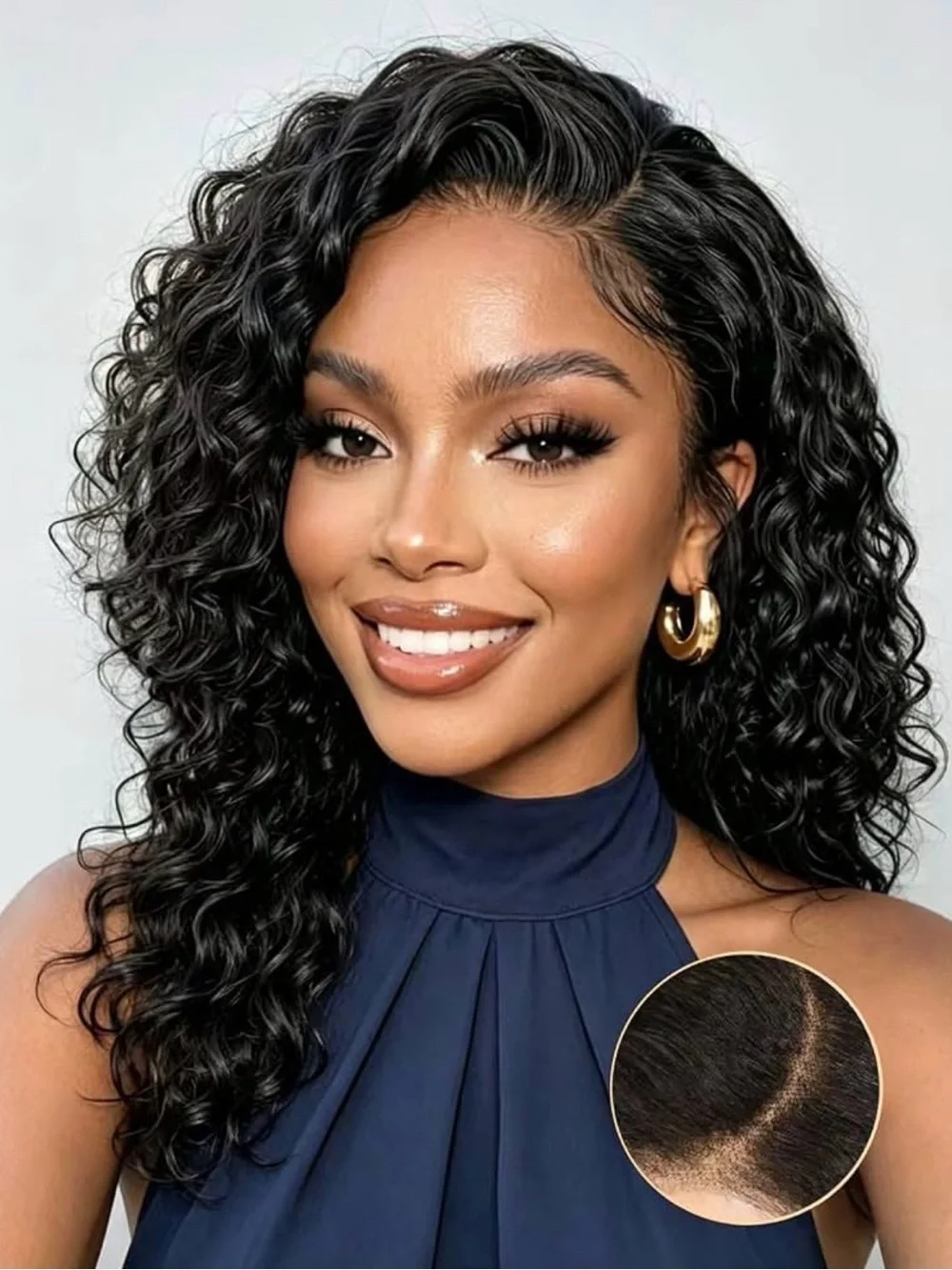 13x4 HD Lace Front Human Hair Bob Wig 16 Inch Deep Curly Bob Wig